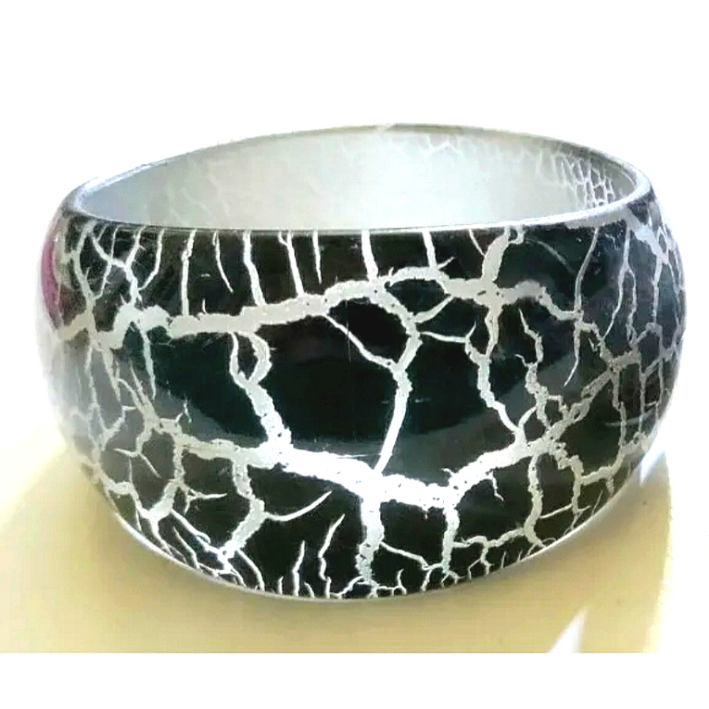 NEW Wide Lucite Translucent Sparkle Bangle Bracelet! Chunky Animal Print Jewelry